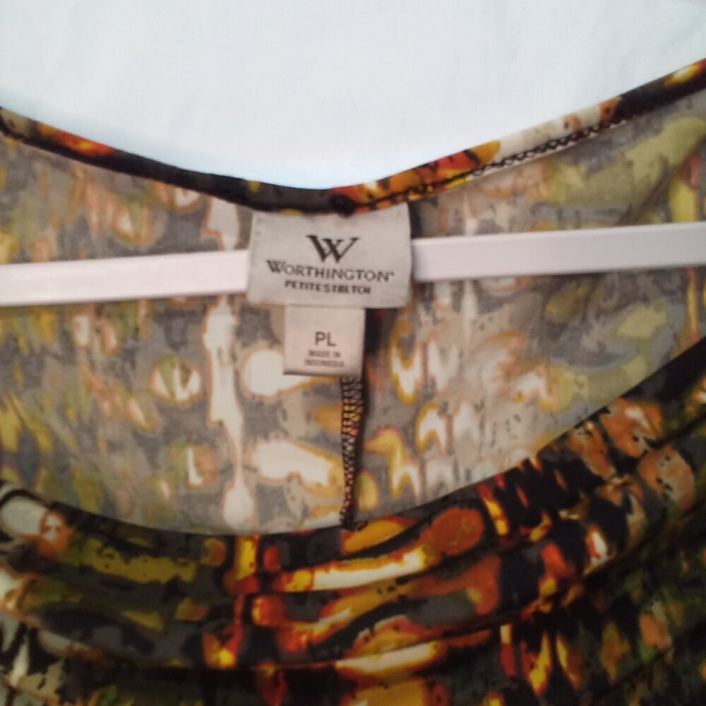 Worthington Blouse PL Petite L Sleeveless Scoop Neck Pattern Colorful - Picture 10 of 15